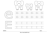 Elefante - Letra E Mayúscula y Minúscula